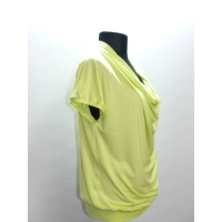 Bluzeczka krótki rękaw z lejącym dekoltem typu woda - seledynowa